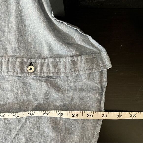 Tommy Hilfiger Shirt Mens Size XL Blue Button Down Short Sleeve Linen Blend - Picture 13 of 13